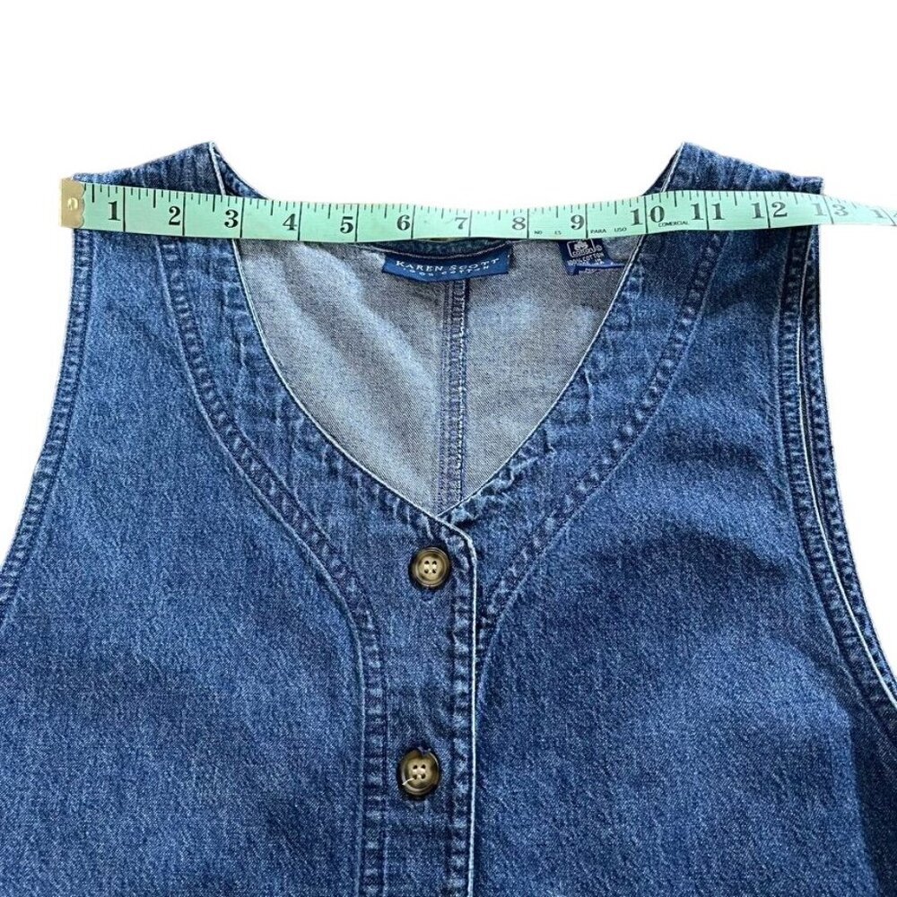Vintage Karen Scott Women's Cotton Denim Button Front Sleeveless Dress Size M - Picture 4 of 7